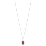 Platinum Three Claw Set Pear Shaped Rubellite Tourmaline and Round Brilliant Cut Diamond Drop Pendant and Chain