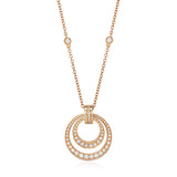 18ct Rose Gold Grain Set Round Brilliant Cut Diamond Circular Pendant and Chain