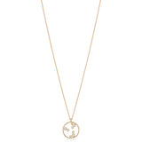 18ct Rose Gold Rub Set Round Brilliant Cut Diamond Circular Pendant and Chain