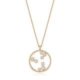 18ct Rose Gold Rub Set Round Brilliant Cut Diamond Circular Pendant and Chain