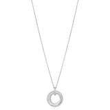 18ct White Gold Pave Set Round Brilliant Cut Diamond Circular Pendant and Chain