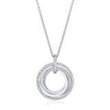 18ct White Gold Pave Set Round Brilliant Cut Diamond Circular Pendant and Chain