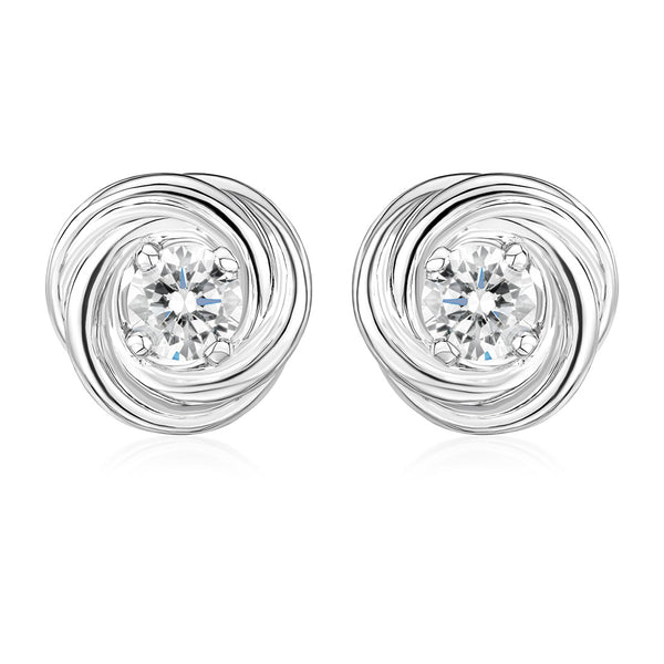 18ct White Gold Four Claw Set Round Brilliant Cut Diamond Stud Earrings