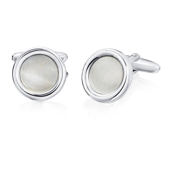 Sterling Silver Mother of Pearl Cufflinks with a Swivel Bar Fitting
