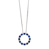 18ct White Gold Sapphire and Diamond Circular Pendant and Chain