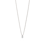 18ct White Gold Rub Set Round Brilliant Cut Diamond Pendant and Chain