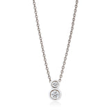 18ct White Gold Rub Set Round Brilliant Cut Diamond Pendant and Chain