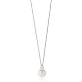 18ct White Gold Akoya Cultured Pearl and Diamond Pendant and Chain