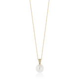 18ct Yellow Gold South Sea Cultured Pearl and Diamond Pendant and Chain