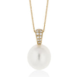 18ct Yellow Gold South Sea Cultured Pearl and Diamond Pendant and Chain