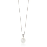 18ct White Gold South Sea Cultured Pearl and Diamond Pendant and Chain