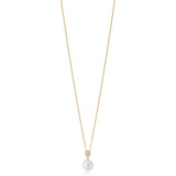 18ct Yellow Gold Akoya Cultured Pearl and Diamond Pendant and Chain