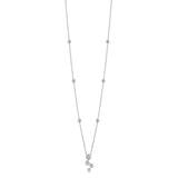 18ct White Gold Rub Set Round Brilliant Cut Diamond Drop Pendant and Chain