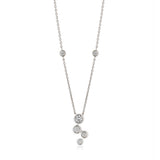 18ct White Gold Rub Set Round Brilliant Cut Diamond Drop Pendant and Chain