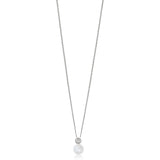 18ct White Gold Akoya Cultured Pearl and Diamond Pendant and Chain