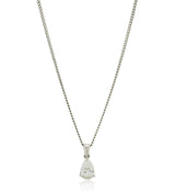 18ct White Gold Three Claw Set Pear Shaped Diamond Pendant and Chain