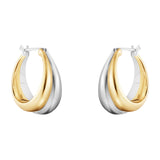 Georg Jensen Curve 18ct Yellow Gold and Silver Hoop Earrings