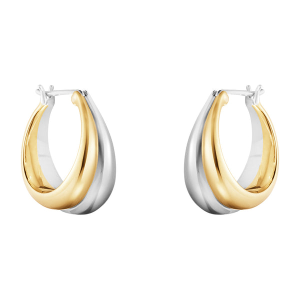 Georg Jensen Curve 18ct Yellow Gold and Silver Hoop Earrings