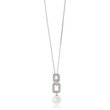 18ct White Gold Akoya Cultured Pearl and Diamond Pendant and Chain
