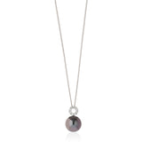 18ct White Gold Tahitian Cultured Pearl and Diamond Pendant and Chain