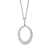 18ct White Gold Grain Set Round Brilliant Cut Diamond Circular Pendant and Chain