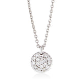 Piccolo 18ct White Gold Pave Set Round Brilliant Cut Diamond Pendant and Chain