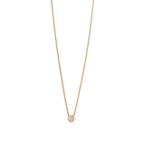 18ct Rose Gold Rub Set Round Brilliant Cut Diamond Pendant and Chain