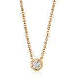 18ct Rose Gold Rub Set Round Brilliant Cut Diamond Pendant and Chain