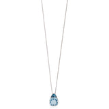 18ct White Gold Rub Set Cushion Cut Blue Topaz and Trapeze Cut London Blue Topaz Pendant and Chain