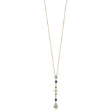 18ct Rose Gold Rub Set Mixed Gemstone Drop Pendant and Chain