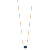18ct Rose Gold Rub Set Round Cut London Blue Topaz Pendant and Chain