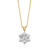 18ct White and Yellow Gold Diamond Cluster Pendant and Chain