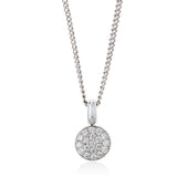 18ct White Gold Pave Set Round Brilliant Cut Diamond Pendant and Chain