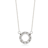 18ct White Gold Four Claw Set Round Brilliant Cut Diamond Circular Pendant and Chain
