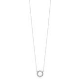 18ct White Gold Four Claw Set Round Brilliant Cut Diamond Circular Pendant and Chain