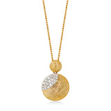 18ct Yellow Gold Pave Set Round Brilliant Cut Diamond Circular Pendant and Chain