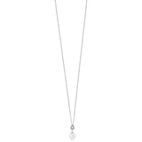 18ct White Gold Akoya Cultured Pearl and Diamond Pendant and Chain