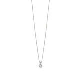 18ct White Gold Rub Set Round Brilliant Cut Diamond and Round Brilliant Cut and Diamond Halo Cluster Pendant and Chain