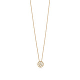 18ct Yellow Gold Rub Set Round Cut Diamond and Round Brilliant Cut Cluster Pendant and Chain