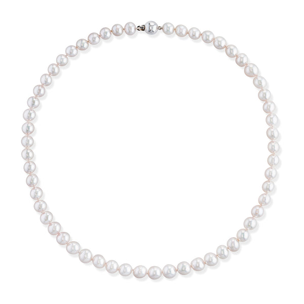 18ct White Gold Akoya Cultured Pearl Single Strand Necklace