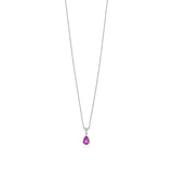 18ct White Gold Pear Shaped Pink Sapphire and Pear Cut Diamond Drop Pendant and Chain