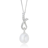 18ct White Gold South Sea Cultured Pearl and Diamond Pendant and Chain