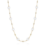 18ct Yellow Gold Akoya Cultured Pearl Diamond Chain Necklace