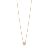 18ct Yellow Gold Pave Set Round Brilliant Cut Diamond Cluster Pendant and Chain