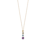 18ct Rose Gold Four Claw Set Multi-Faceted Cut Amethyst and Multi-Faceted Cut Mixed Gemstone Drop Pendant and Chain