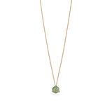 18ct Rose Gold Three Claw Set Multi-Faceted Cut Green Amethyst and Round Brilliant Cut Diamond Pendant and Chain