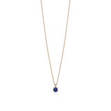 18ct Rose Gold Four Claw Set Round Cut Tanzanite and Round Brilliant Cut Diamond Pendant and Chain