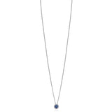 18ct White Gold Four Claw Set Round Cut Tanzanite and Round Brilliant Cut Diamond Halo Cluster Pendant and Chain