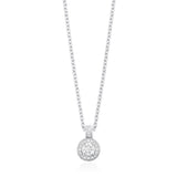 18ct White Gold Four Claw Set Round Brilliant Cut Diamond Halo Cluster Pendant