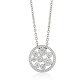 18ct White Gold Rub Set Round Brilliant Cut Diamond Halo Cluster Pendant and Chain